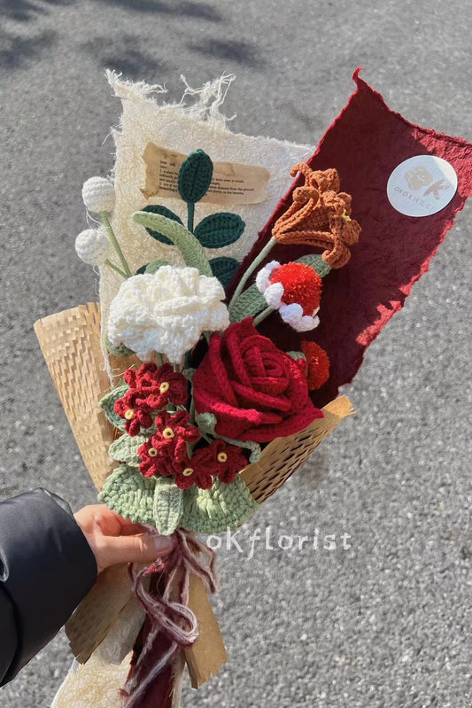 Valentine's Day Bouquet Handmade Crochet Flower Bouquet Gift